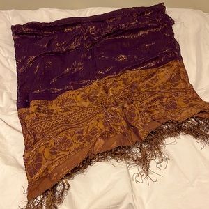 Purple & gold scarf from Thailand 23”x60”